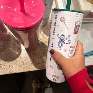 Roller Rabbit x Starbucks Tumbler with Straw - White and Green